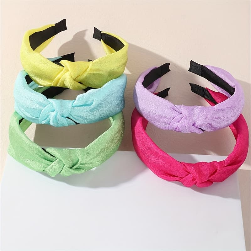 TEMU 5pcs Colorful Knotted Headband Easy Versatile ' Hair Additions For Daily