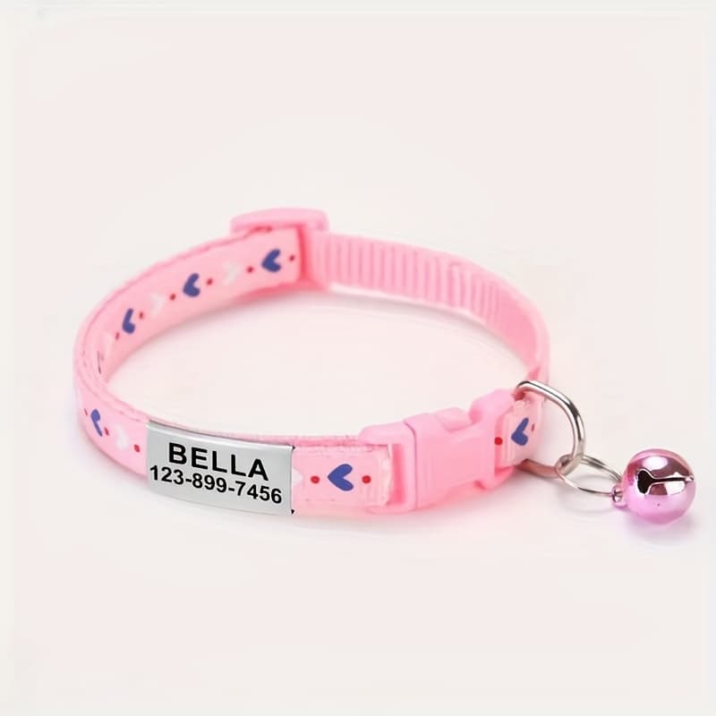TEMU 1pc Personalized Cat Collar, Cute Collar With Custom Cat Id Pendant Engraved With , For Your Pet
