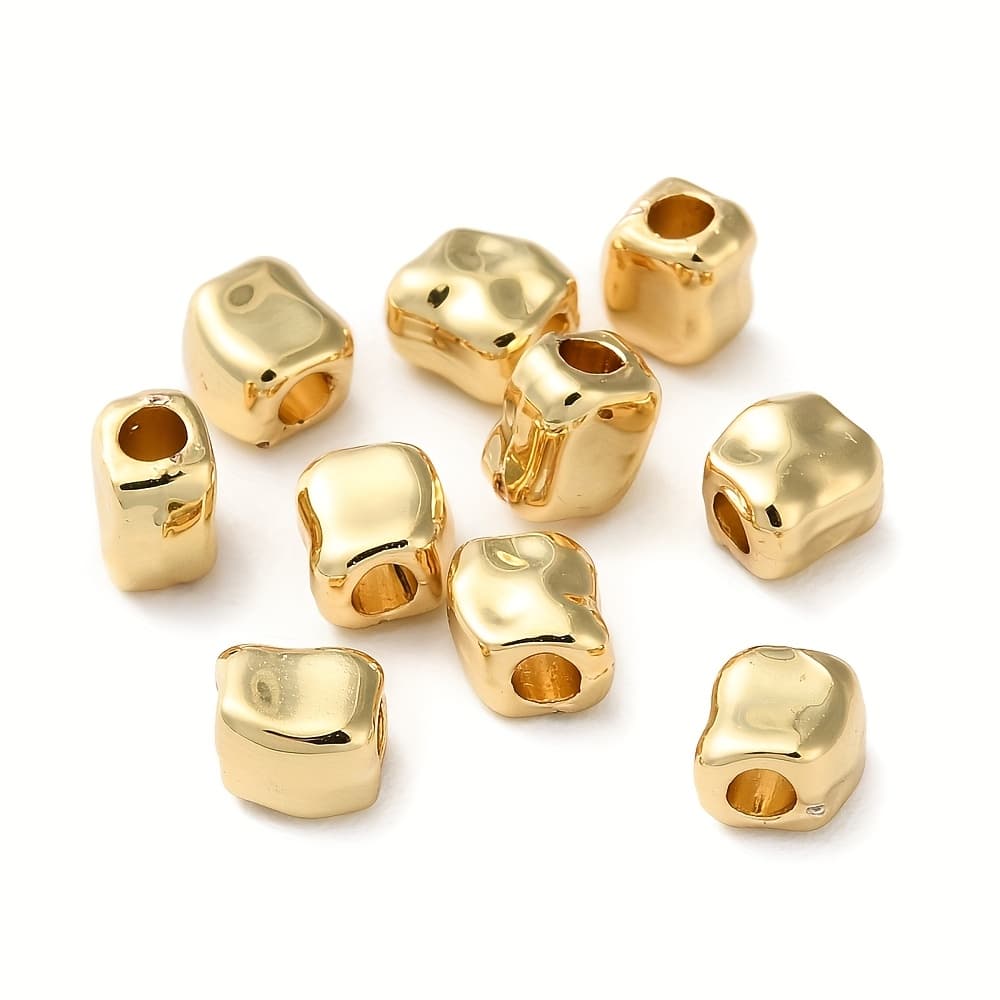 TEMU 10pcs Brass Spacer Rectangle Beads, 18k Golden Plated, 5x5x4mm, For Making, Suitable For Valentine's Day Gift Making, Beads & Bead Assortments