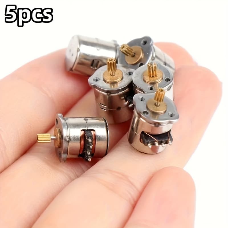 TEMU 5pcs Stepper Motor With Gear, 8mm Miniature Engine For Diy Projects, Battery-free