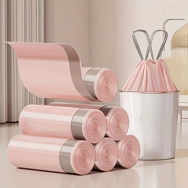 TEMU 2 Rolls/100pcs. Extra-thick Durable Drawstring Trash Bags - Large Portable Kitchen Trash Bags For Home Use