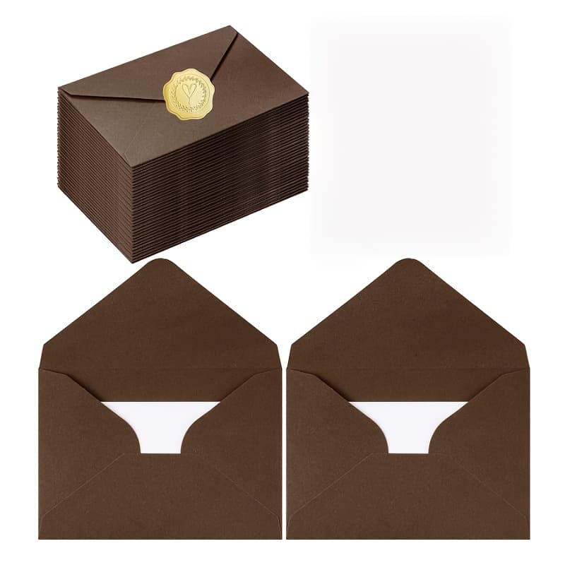 TEMU 50pcs Coffee-colored V-flap Invitation Envelopes, 25pcs Envelopes And 25pcs Stickers, For 5x7 Photos, Cards, Birthdays, Weddings, Graduation Ceremonies, , 5.25 Inches X 7.25 Inches