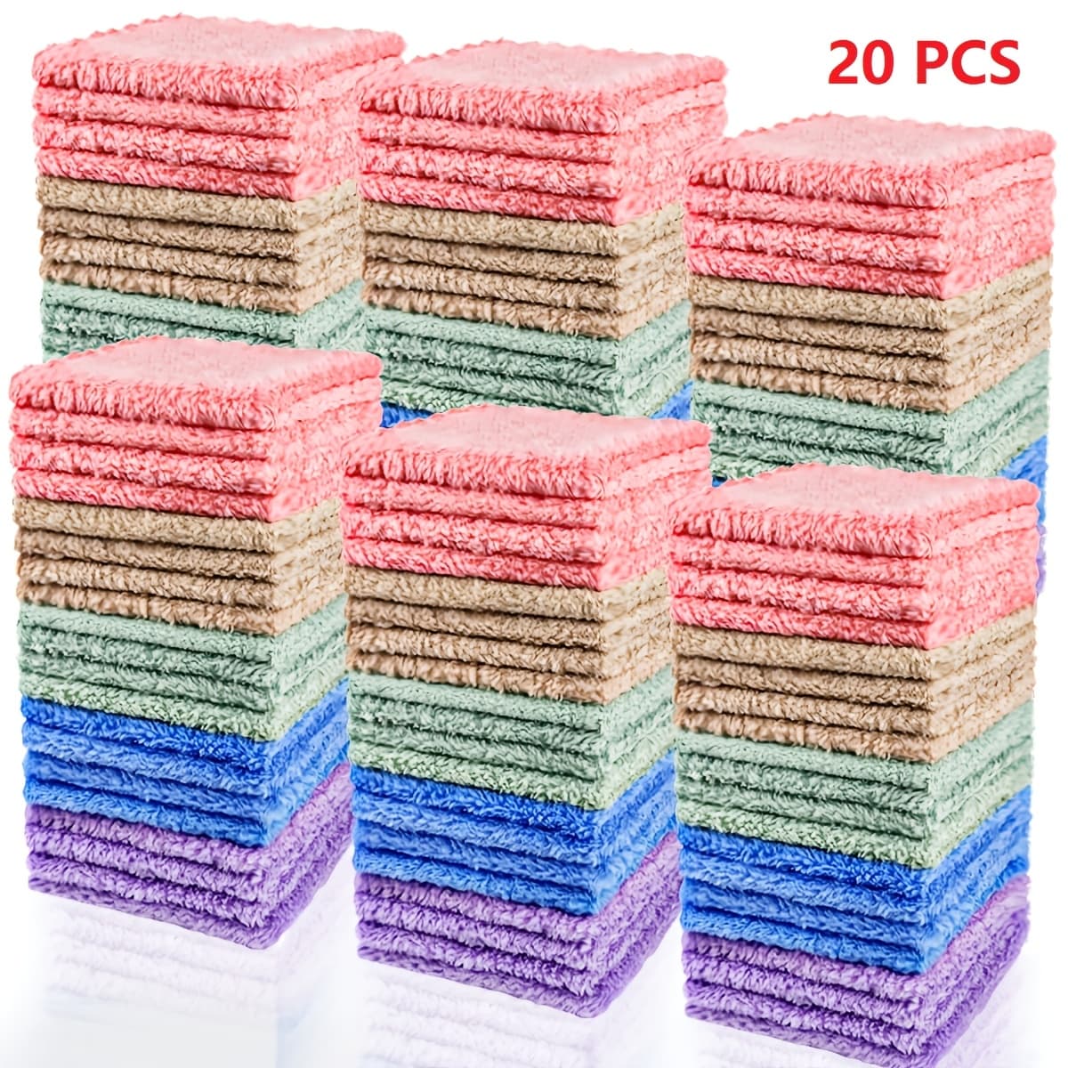 TEMU 20pcs Luxury Coral Fleece Set - Soft -drying Absorbent Vintage Design Modern High Quality Suitable For Spa And Decoration Essential For Spa | Vintage Style Towels | Soft Texture Towels