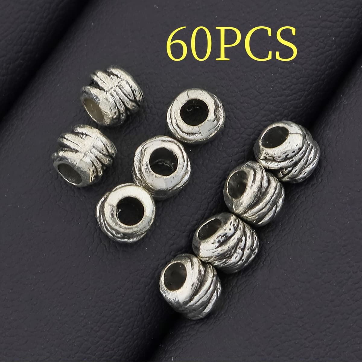 TEMU 60/180pcs Antique Silvery Spiral Textured Alloy Spacer Beads, Size 0.55cm X 0.5cm, Hole 0.25cm, Suitable For Jewelry Making, Necklaces, Bracelets, Earrings, Anklets, Gift Additions