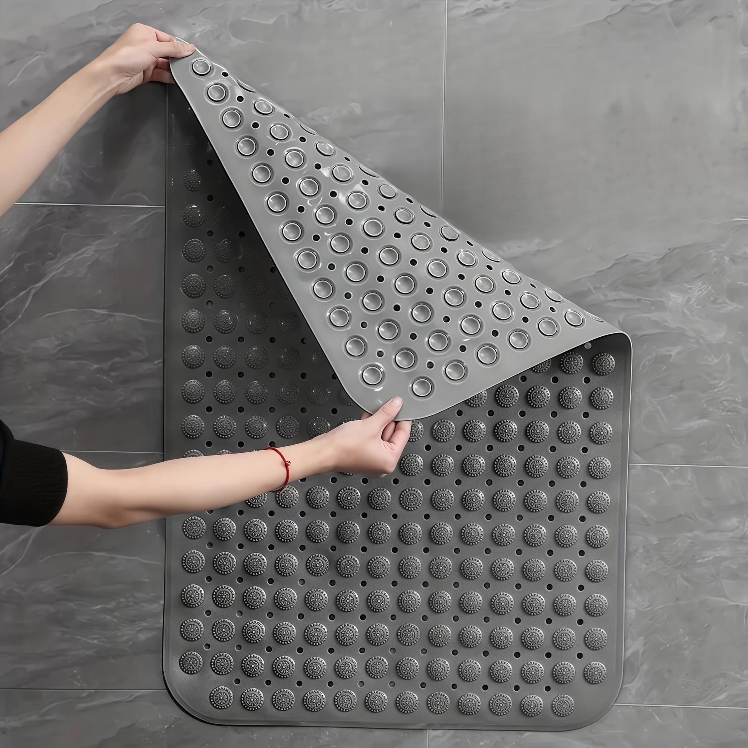 TEMU Bathtub Anti-slip Mat, Non-slip Folding Bath Mat, Bathtub And Shower Mat With Suction Cup Design, Bathroom Accessories, Bathroom Gadget,