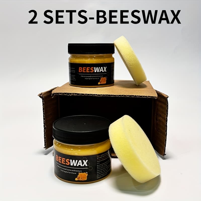 TEMU 2 Sets Of Beeswax Polishing Kit - 80g, With Polishing Sponge, For Scratch Repair And Polishing Of Wooden Furniture - Ideal For Wooden , Floors, Furniture, And Other Wooden Items