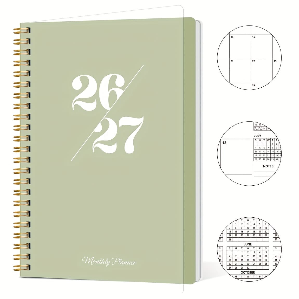 TEMU 1pc A5 2026.1–2027.12 Two-year Monthly Planner, Spiral Bound Hardcover With Durable Cover, Elegant , Full 24-month Calendar Layout For Long- Planning, Monthly Pages
