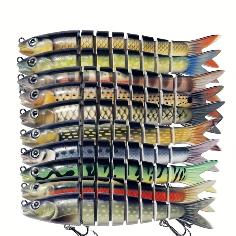 TEMU Yqcck 10pcs Of 19g 13.5cm/5.32in Sinking 8- Minnow Lures, 8- Fishing Baits For Long-distance Casting, Sea Fishing Lures, Outdoor Fishing Additions