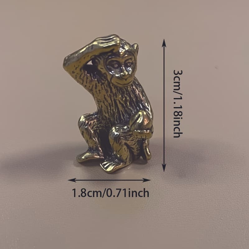 TEMU Collectible Figurines ，1pc Decoration, Small Art Deco Sculpture With Intricate Design, Durable Metal Ornament For Home Decor Or Gift, No Electricity Needed, Monkey Gifts