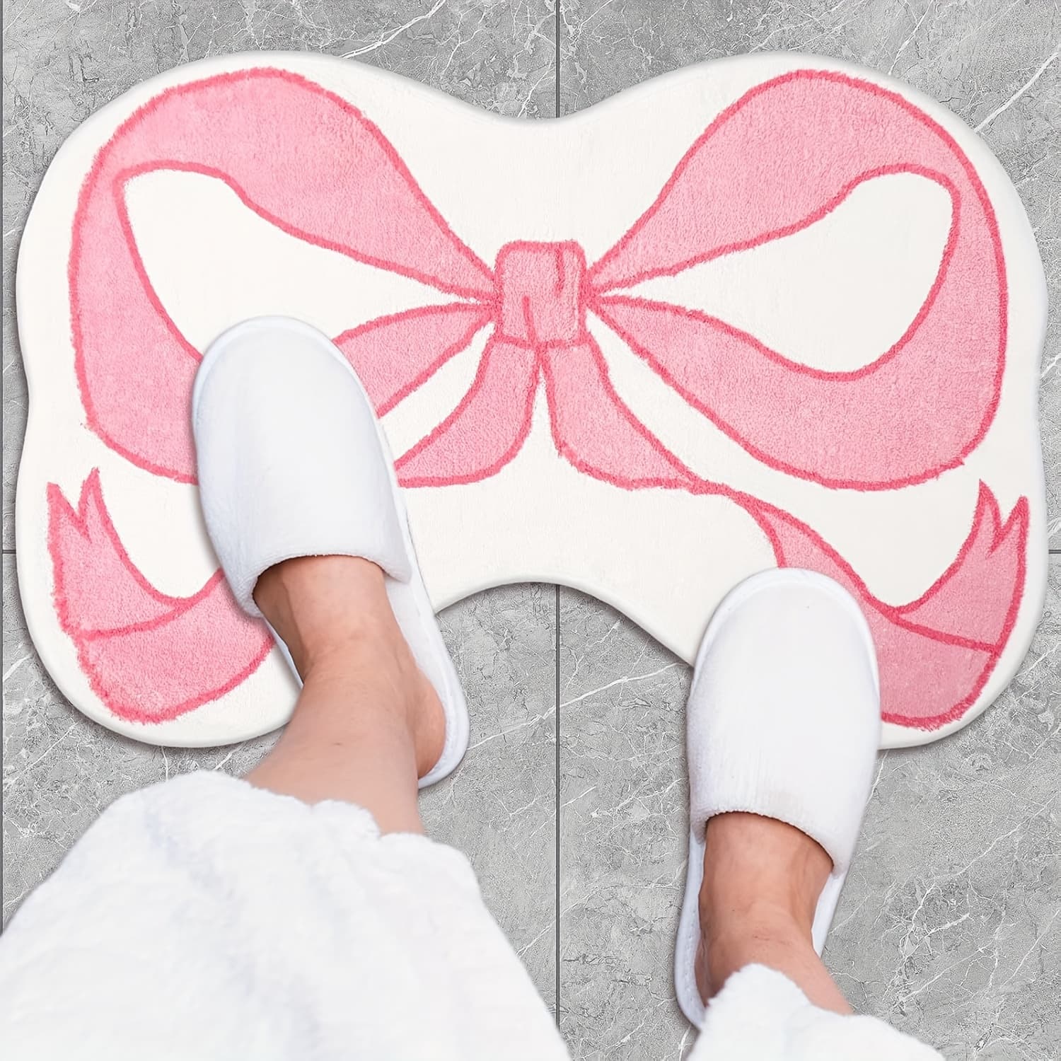 TEMU Cute Funny Bow Rug Mat Pink Coquette Bowknot Bathmat Bathroom Mat For Room Decoration Room Bath Rug Carpet