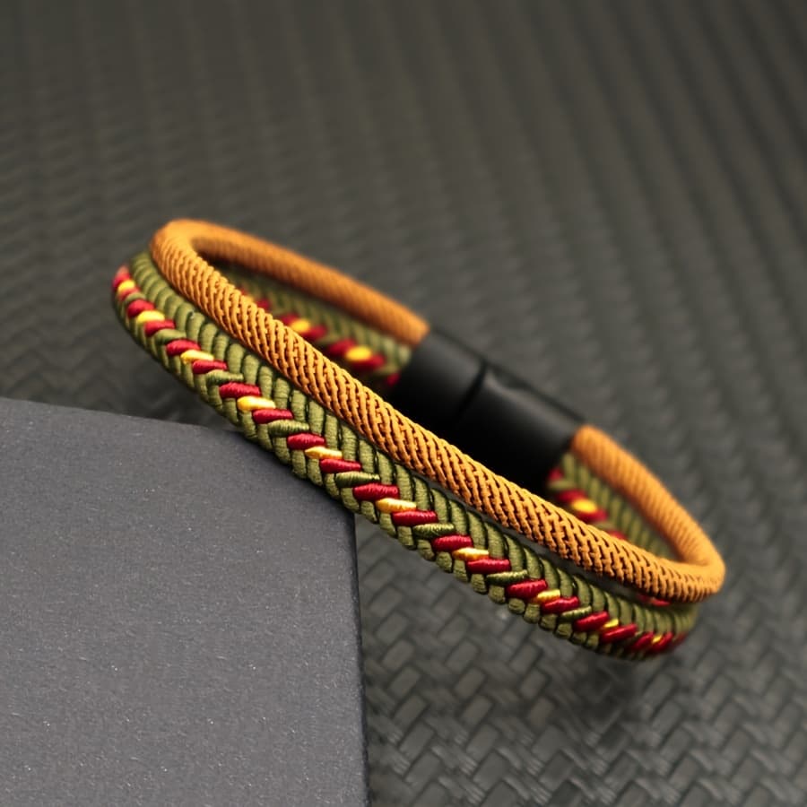 TEMU 1pc Multicolor Woven Hand Rope Couple Magnetic Detachable Bracelet, Outdoor Sports Nautical Style Gift For Friendship Jewelry No Pendant