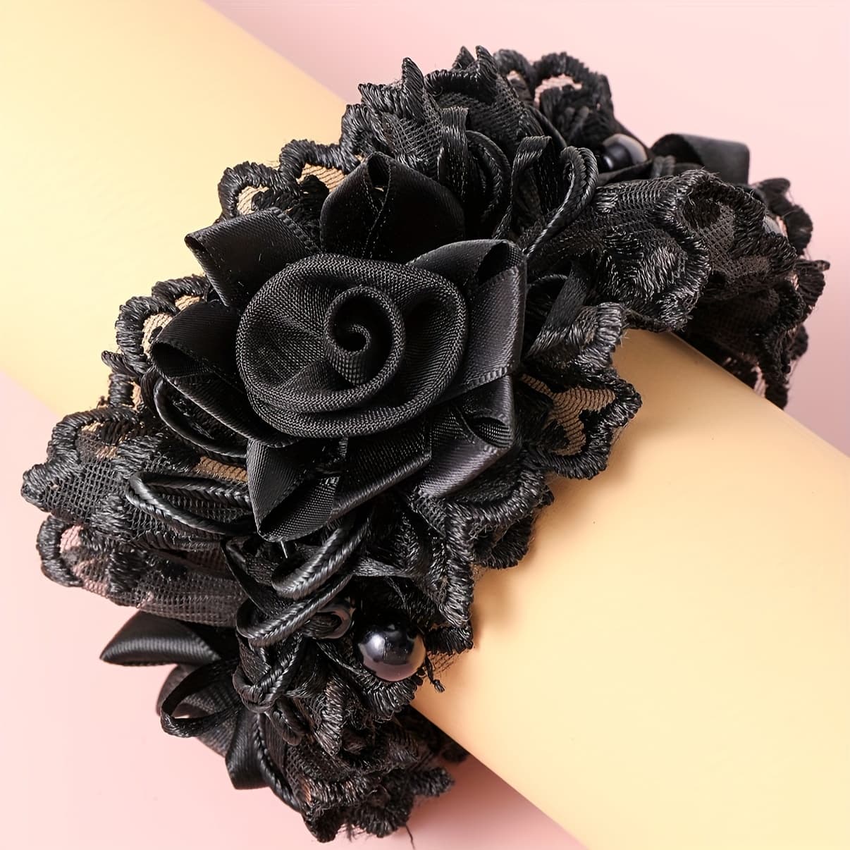 TEMU Fabric Handmade Three-dimensional Flower Hair Tie, Versatile