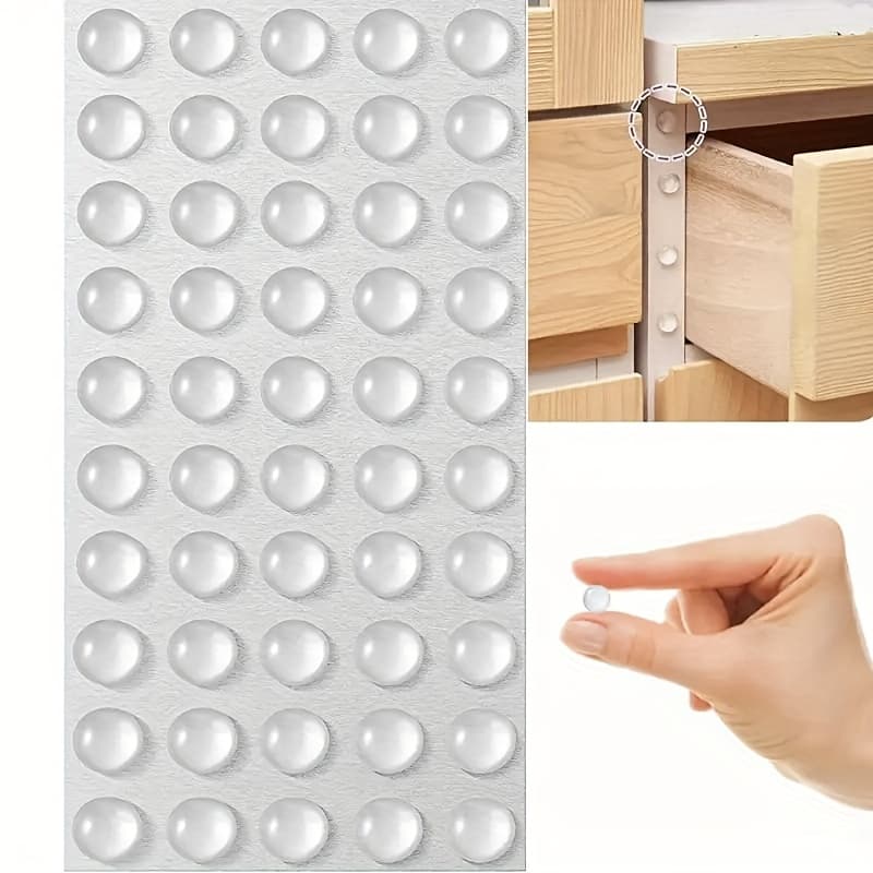 TEMU 81pcs Clear Silicone - Shock Absorbing Cabinet Cushion Protectors For Furniture, Transparent Plastic Safety Pads, Wall-mounted Design, For Inside