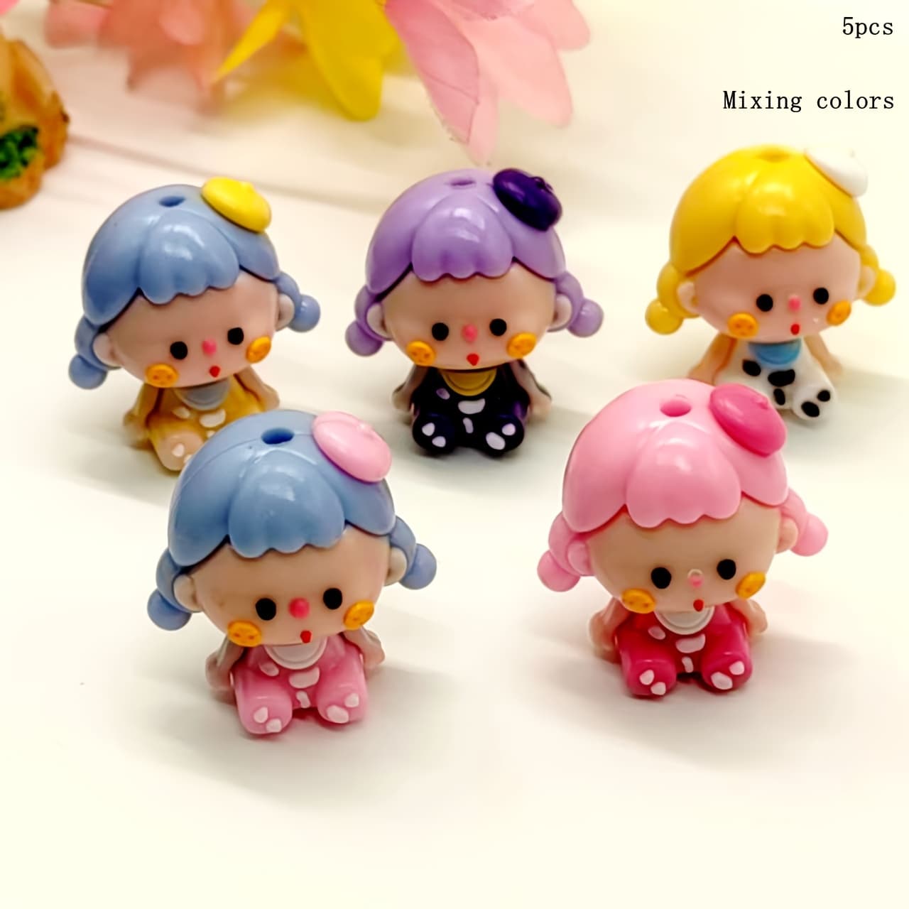 TEMU 5pcs2.6*2.8cm Random Mixed Color Rubber Stereo Vertical Hole Diy Decorative Beads, Beaded Pen Decoration, Pendant Mobile Phone Chain Decoration, Home Decoration