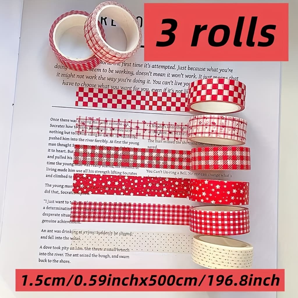 TEMU 3pcs Set: Minimalist Instagram-style Christmas Creative Washi Tape, And Washi Paper Tape For Diy Scrapbooking And Journaling