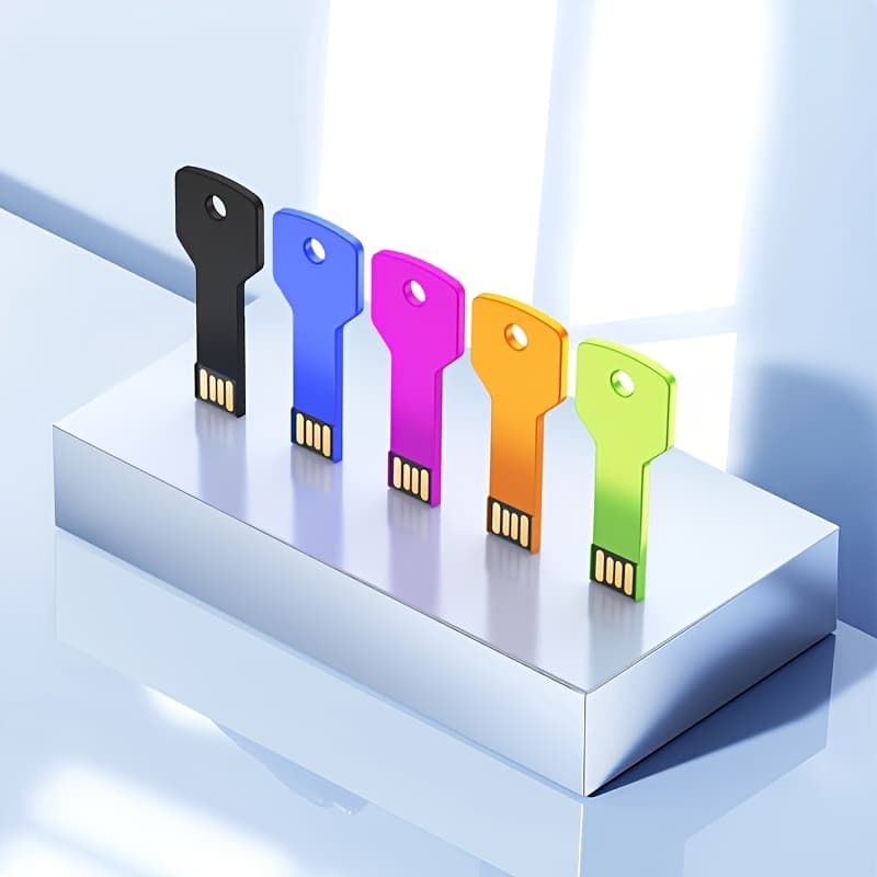 TEMU Vansuny 5 Pack 64gb/32gb/16gb Usb Flash .0 Metal Pendant Key Shape 64gb Usb Flash Drive Laptop Computer Holiday Gifts Colorful (black, Pink, Green, Golden, Blue)