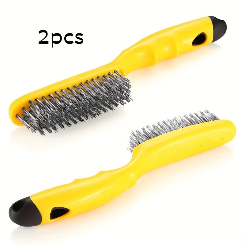 TEMU 2/4 Stainless Steel Wire Brushes, 79 Bundles Of Bristles, 10.5-inch Plastic Handles, Used To Clean Rust And Dirt, Dust And Paint Before Welding