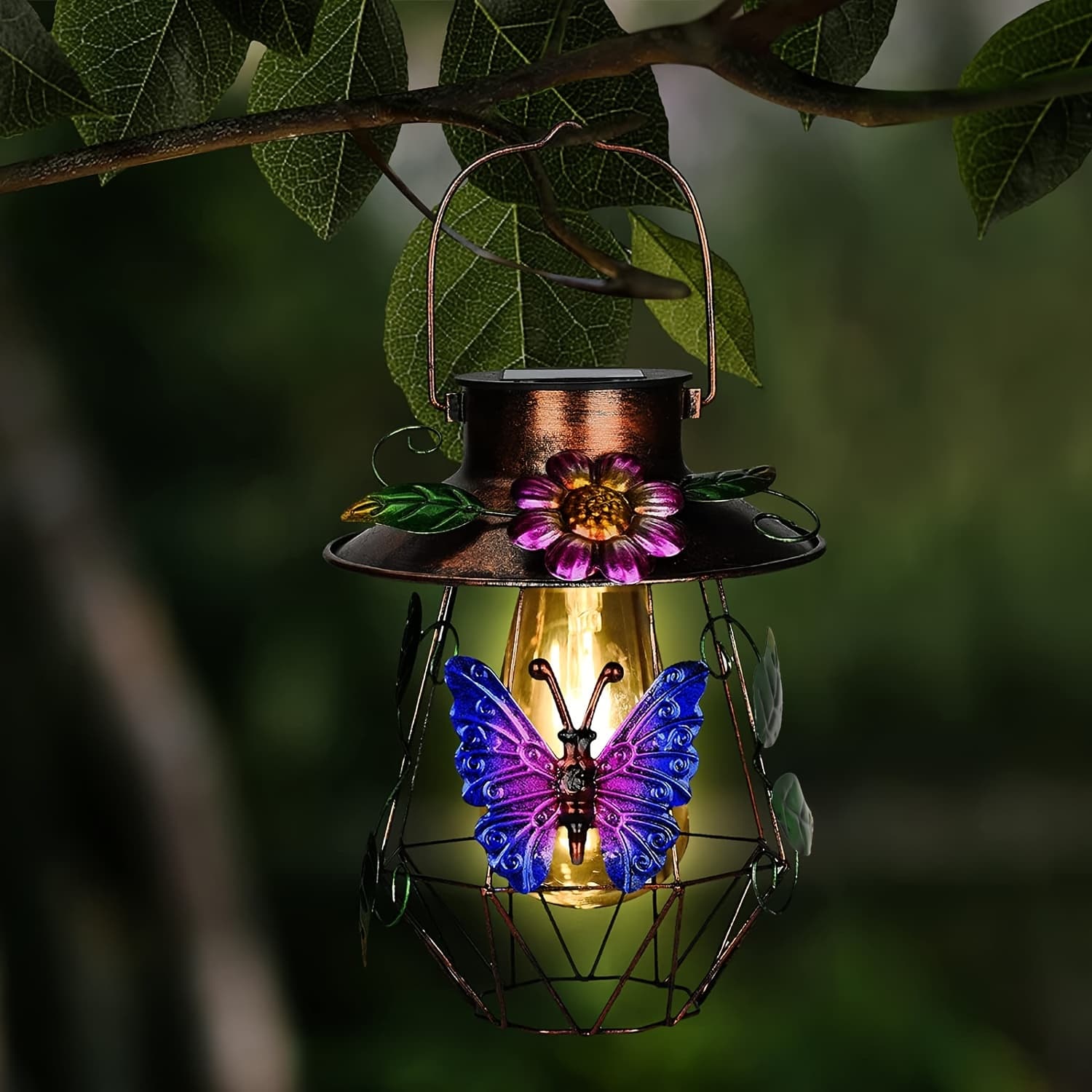 TEMU 1pc Solar Hanging Light With Metal , Disc Hanging Lamp Patio Decoration, Solar Landscape Decoration Lighting For,, Patio, And