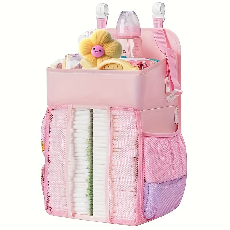 TEMU Hanging Changing Diaper Caddy Crib Diaper Organizer Diaper Stacker For Crib Or Wall, Nursery Caddy Organizer For Cribs Essentials Storage, Items, Necessities