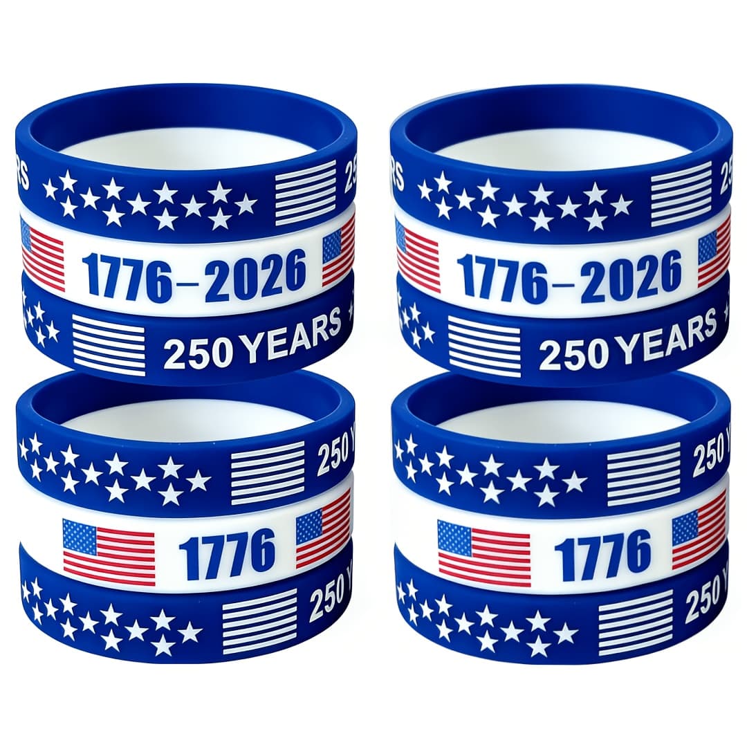 TEMU 6-12pcs Usa 250th Anniversary Wristbands Suitable For Founding Of The United States 1776-2026, -free Silicone Bands With Flag For Daily Wear, Parties, - Day Gift For