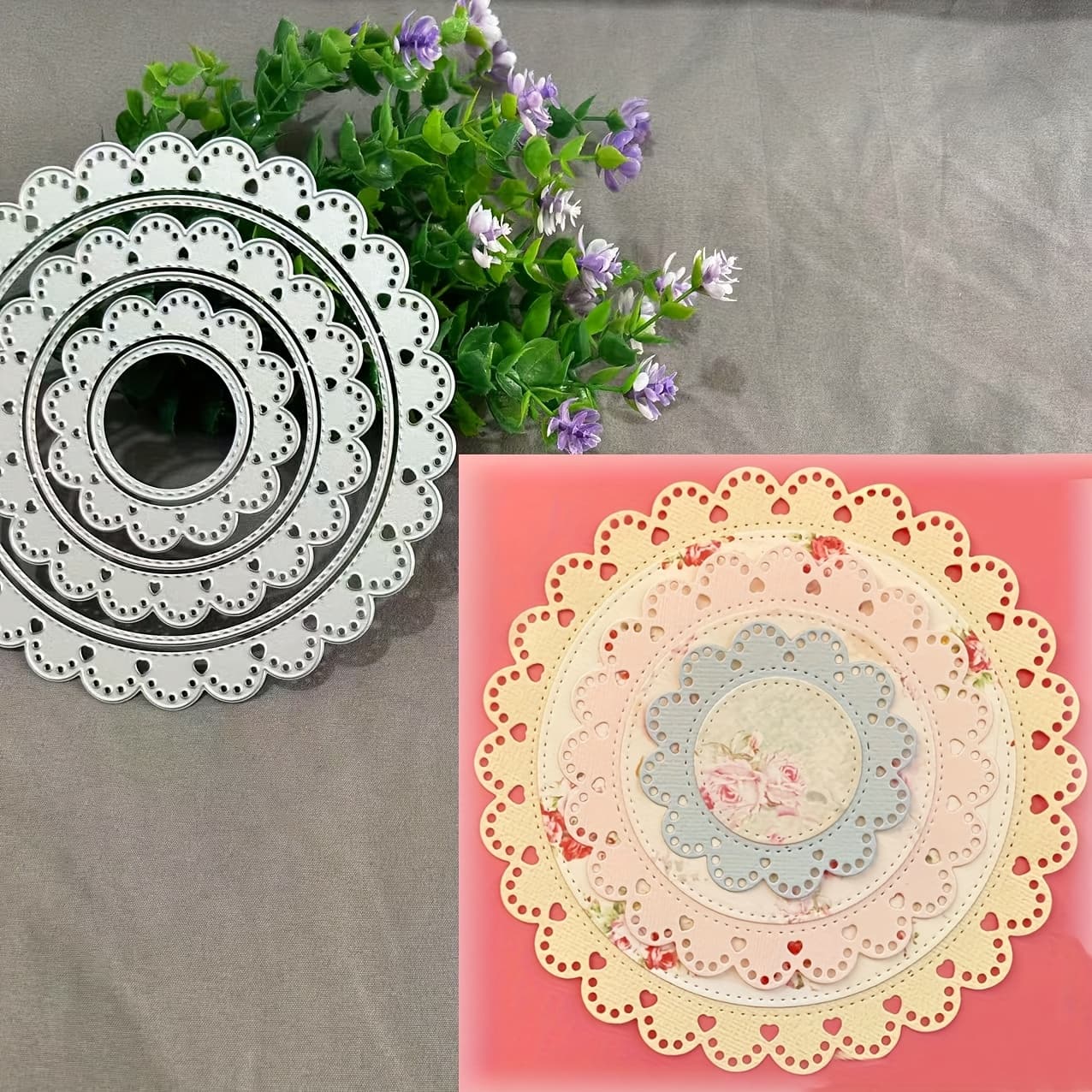 TEMU 1pc Lace Circular Metal Cutting Dies, Perfect For Scrapbooking And Embossing Stencils, Ideal For Handmade Greeting Cards And Gift Card Making Tools