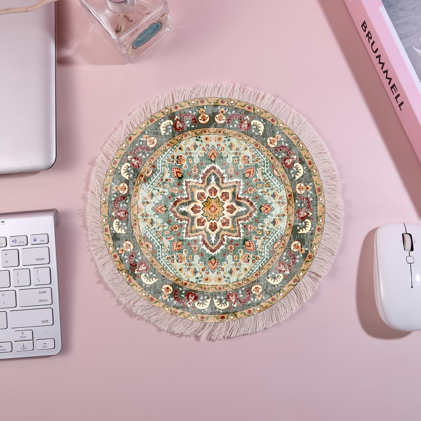 TEMU Tassel Mouse Pad, Rubber Base Anti-slip Wrist Rest, A Coffee Cup Mat, Water Cup Mat, Placemat, Desktop Protector, Office Supplies, Study Supplies, Holiday Gifts, Ramadan Gifts, New Year Gifts
