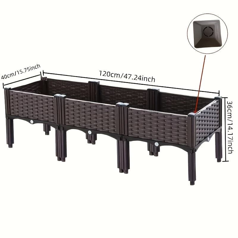 TEMU Legged Raised Garden Bed, Classic Plastic Planting Box, Suitable For Outdoor Use - Ideal For Planting Flowers, Vegetables, And Herbs | Lightweight And Durable Raised Garden Bed With Multi-