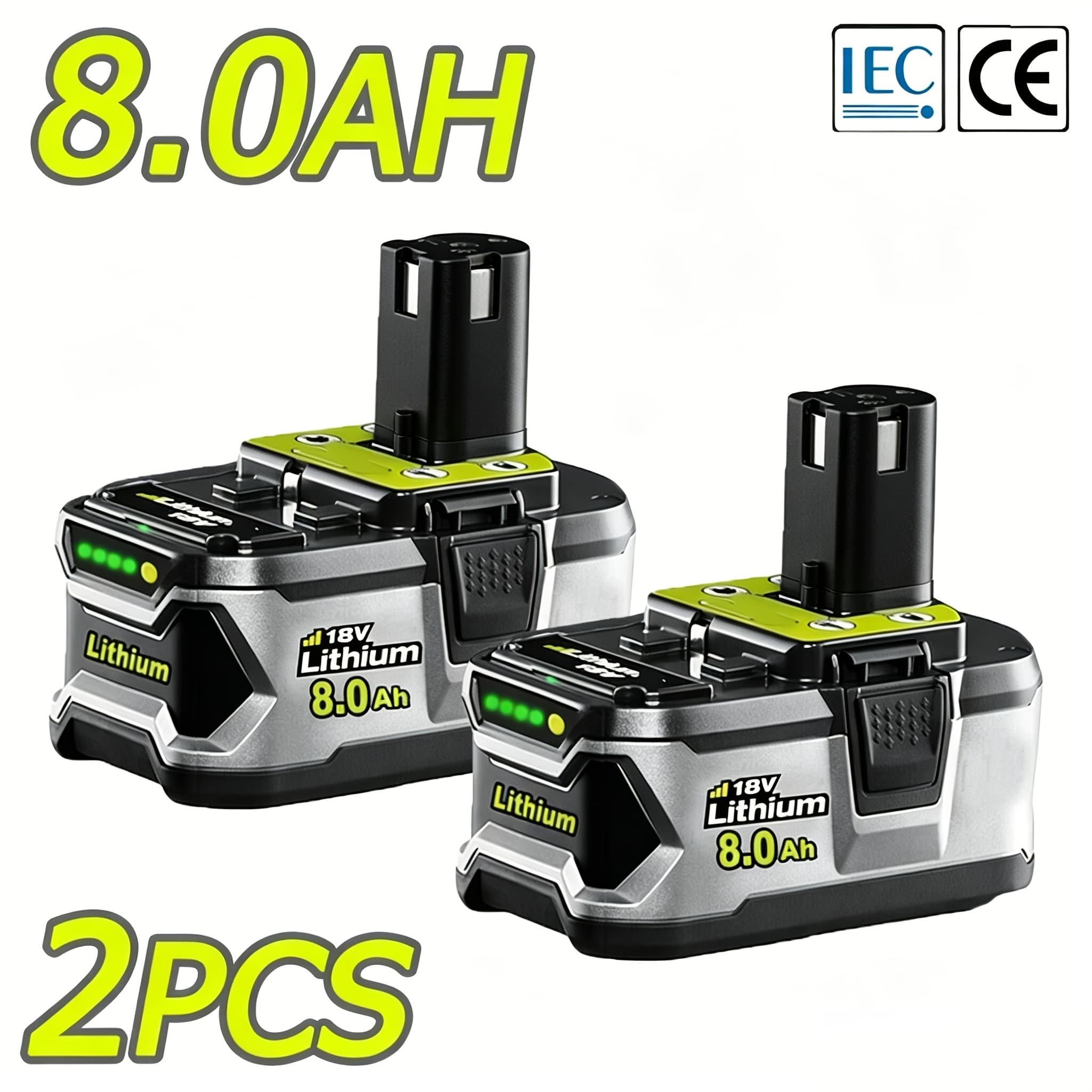 TEMU 4pack Lithium Ion 8.0ah Batteries For Ryobi 18v Cordless Tools P108 P107 P105 P104 Replacement For Ryobi 8000mah Battery