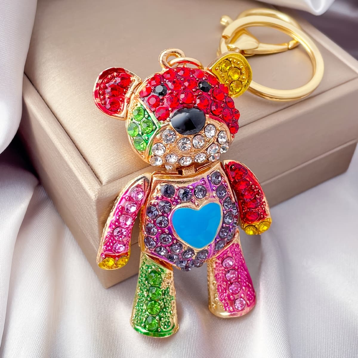 TEMU 1pc Fashion Colorful Bear Keychain, Metal Key Ring, Bag Charm, Gift For , Colleague Birthday Gift, Valentine's Day Gift, New Year Gift