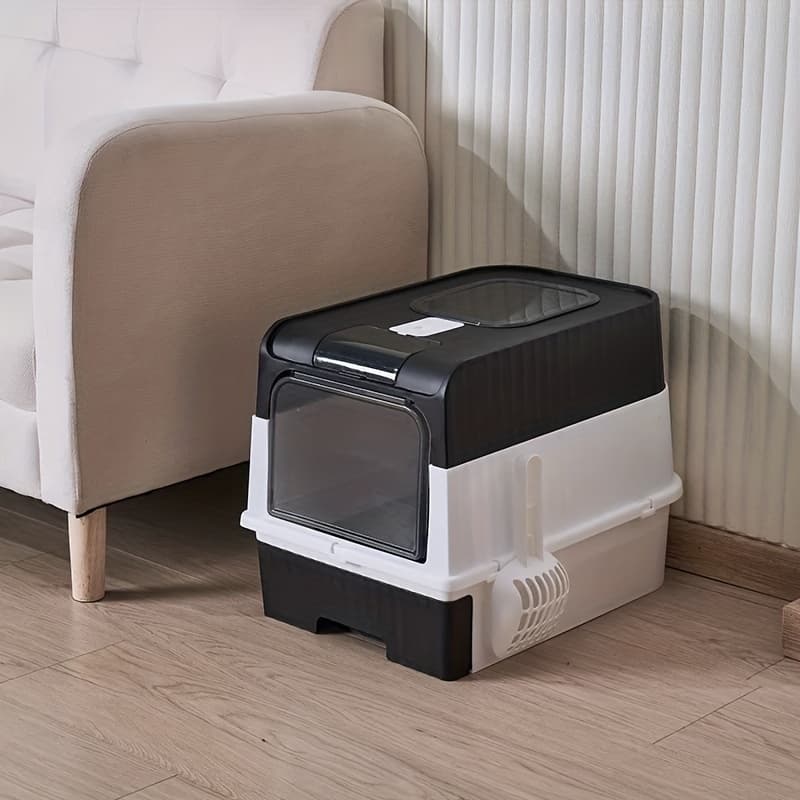 TEMU Fully Enclosed Extra Large Drawer Type Cat Litter Box, Anti-leakage And Deodorant, Double Door Top Deodorization Pet Toilet