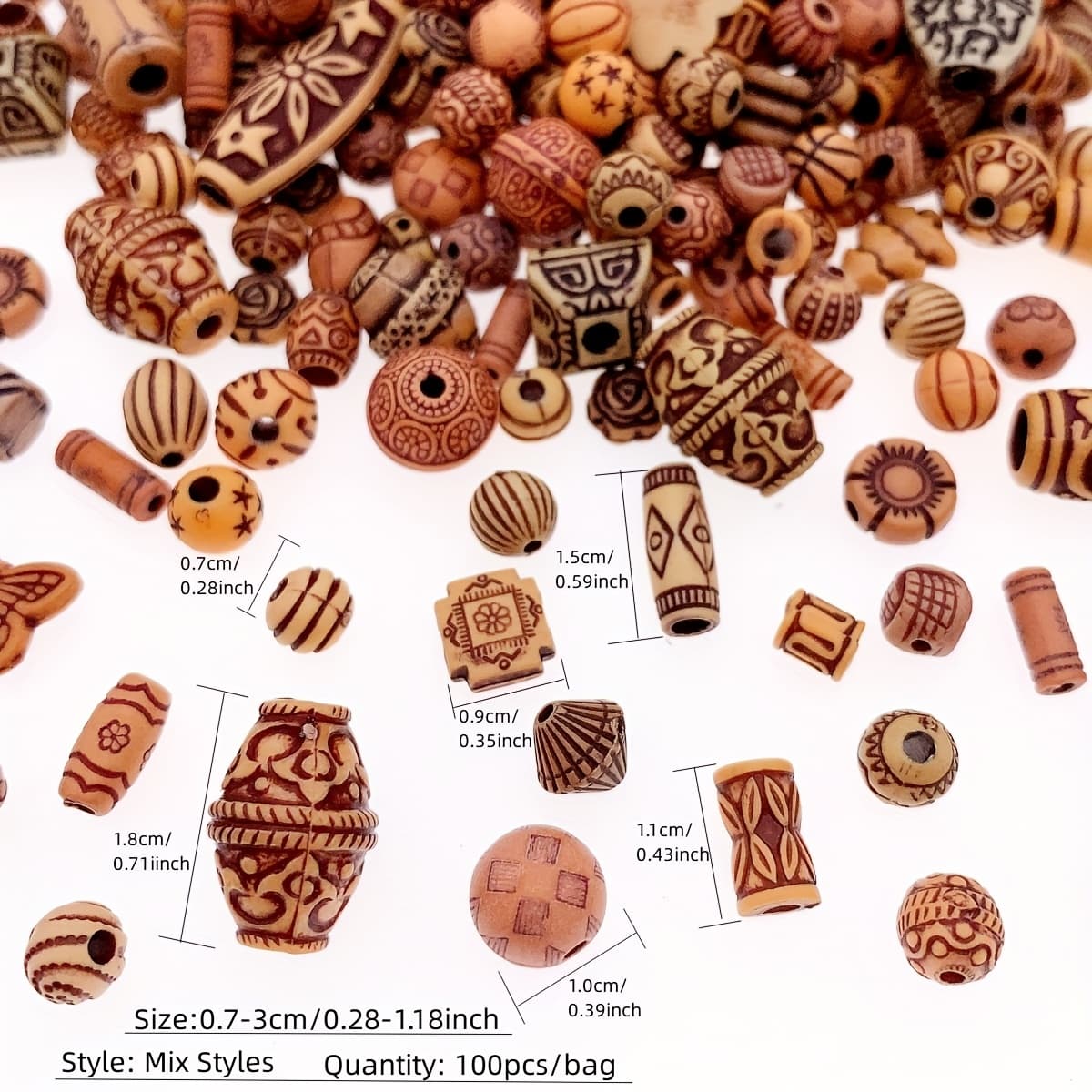 TEMU 100pcs/bag 7-30mm Mix Styles Acrylic Beads Set Jewelry Making Essentials, Diy Handmade Necklace And Bracelet Craft Supplies, Perfect For And Fashion Accessories, Beads&bead Assortments.