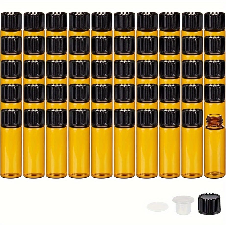 TEMU 50pcs 5ml Reduce Essential Oil Bottles With Glass Droppers For Fragrance Oils