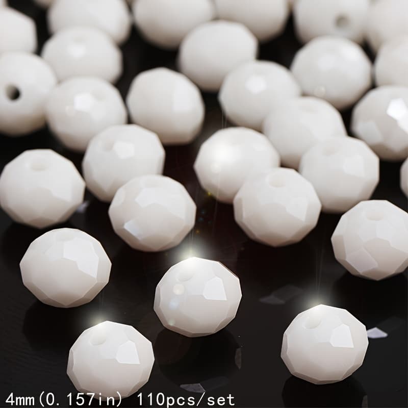 TEMU 110/80/60pcs 4/6/8mm White Crystal Beads Luxurious Glass Beads Handmade Jewelry Additions S Earrings Necklaces For Spacer Beads Loose Beads Jewelry Supplies Craft Making
