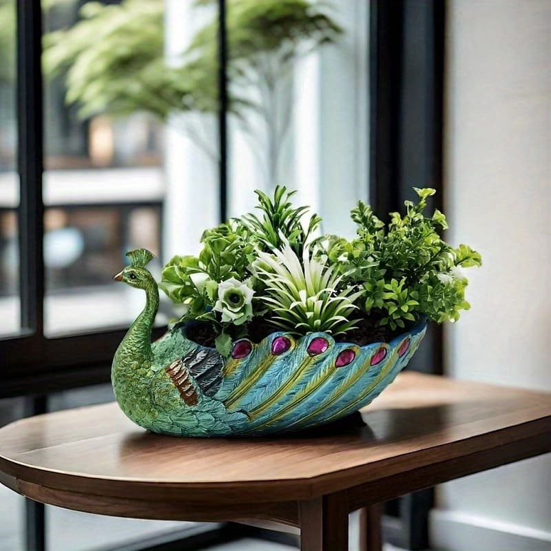 TEMU A Cute Peacock Succulent Plant Flowerpot, Suitable For Home Decoration, Desktop , And Garden Display, Decorating Courtyard.
