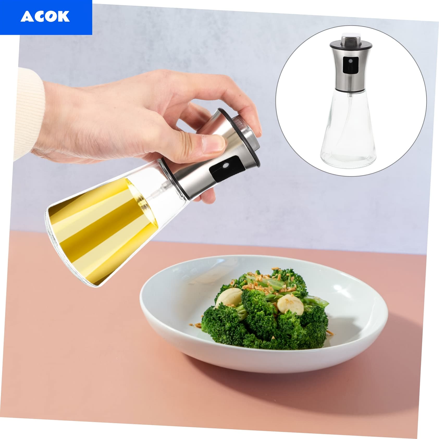 TEMU Oil Sprayer For Cooking- Stainless Steel Oil Spray Bottle, Pressurized Spray Glass Oil Spray Pot, Kitchen Olive Oil Cooking, Oil Spray Bottle, Christmas Essentials