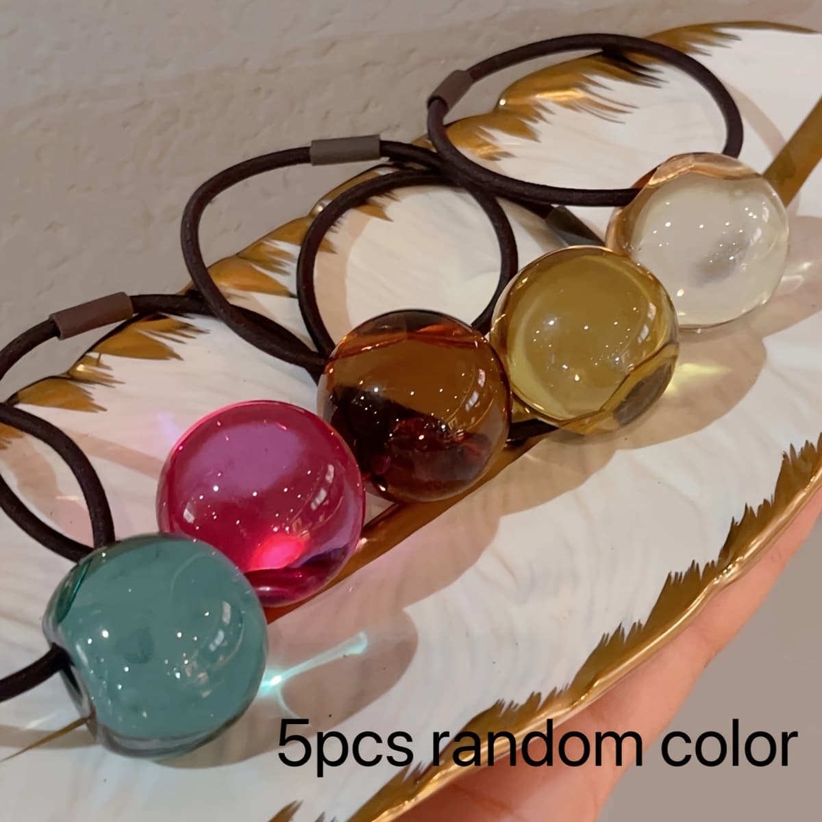 TEMU 5-pack Cute Round Ball Hair Ties For, Simple High- Hair Elastics For Ponytails And Buns, Colors Random