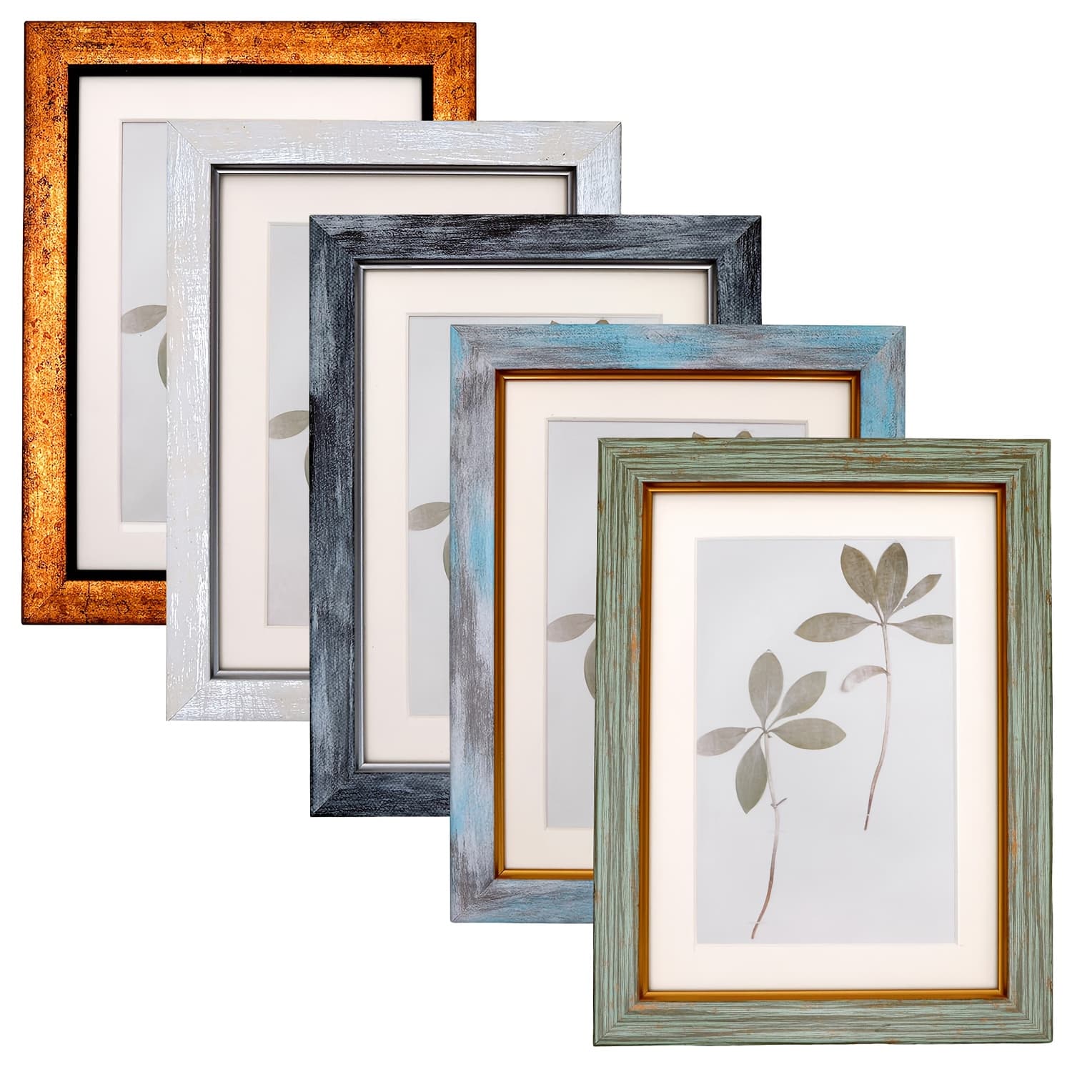 TEMU Set Of 5 Tomnk5x7 Vintage Picture Frames, Rustic Retro Design With Tempered Glass, Ideal For Wall And Tabletop Decoration For Halloween And Christmas