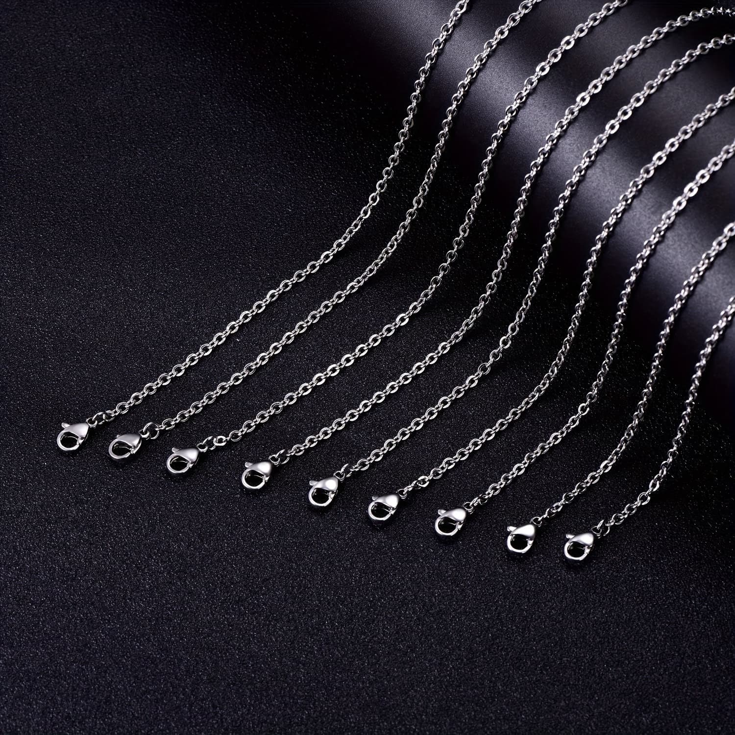 TEMU 20pack 19 Inch Necklace Chain Stainless Steel Link Cable Chain Necklace With Lobster Clasps For Jewelry Making, 2mm
