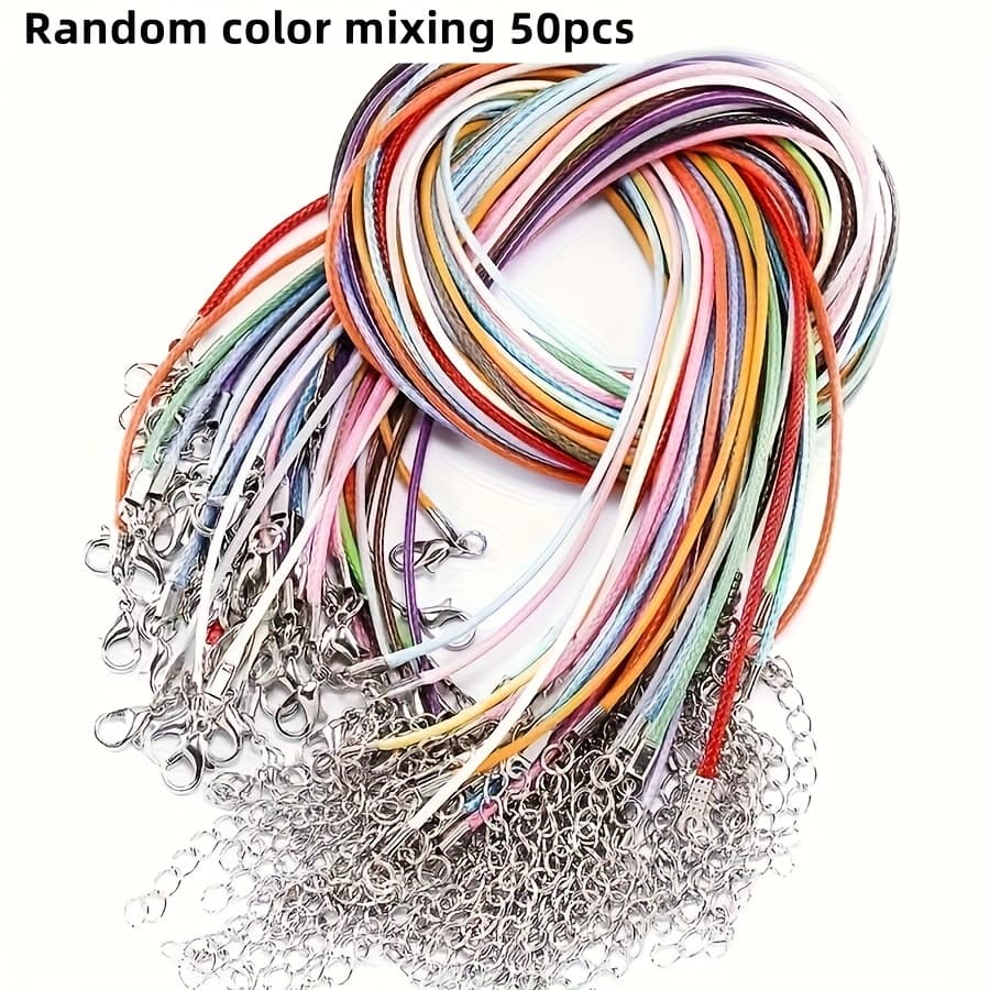 TEMU 50pcs 45cm Diy Lobster Wax Thread Pendant Necklace Jewelry Wax Thread Rope Chain Jewelry Necklace Men And Women Necklace Matching Necklace Jewelry Making Chain