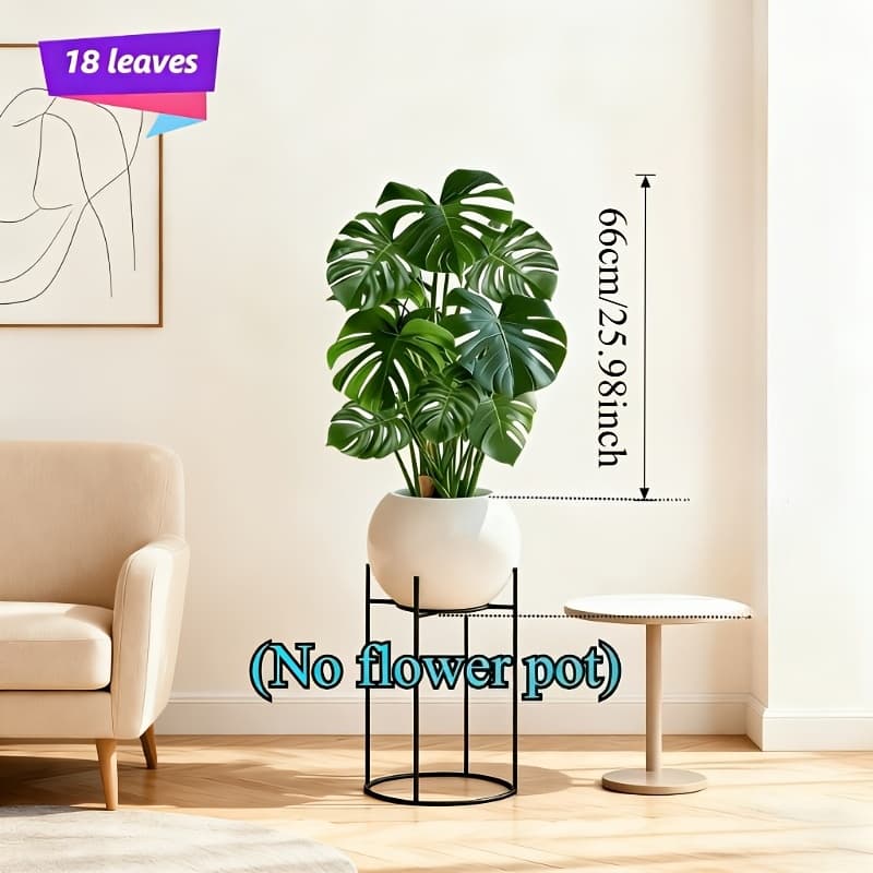 TEMU 1 Large Faux With 18 Leaves - Tropical Greenery In , Ideal For Home, Store, Garden, Farmhouse, Housewarming, And Front Door Decoration (pot Not Included)