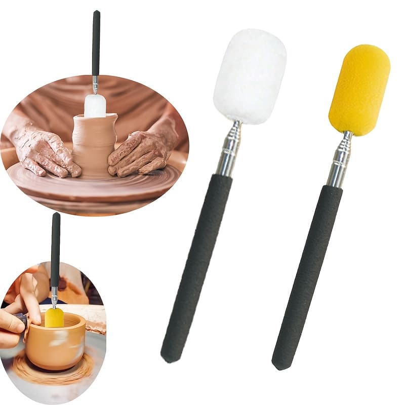 TEMU 2 Set Telescoping Sponge Stick,tools For Ceramic Crafting,suitable For Pottery Enthusiasts