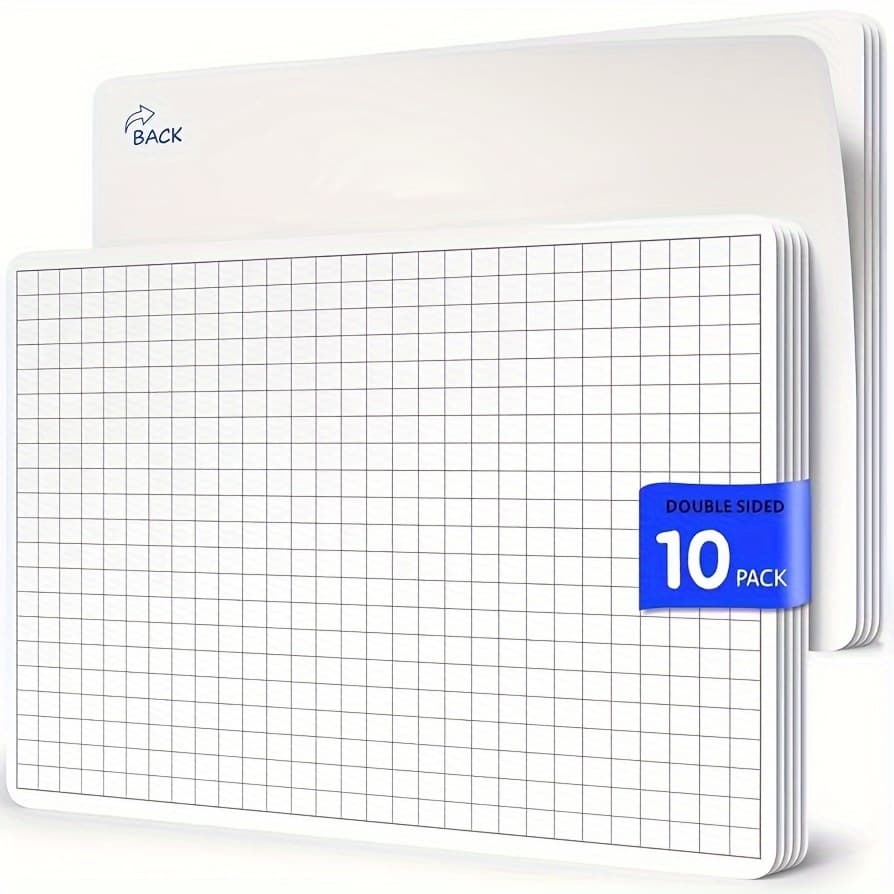 TEMU Grid Dry Erase Sheets 8x12 Math Practice Small White Board Sheets Math Manipulatives Whiteboard Sheets Math Supplies Homeschool Teacher Students Classroom Pack Of 10