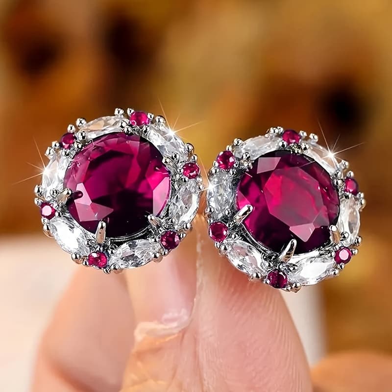 TEMU 1 Pair Super Sparkling Zirconia Stud Earrings Multicolor Optional Luxurious High-end Women's Ear Jewelry Suitable For Women' Wear Jewelry