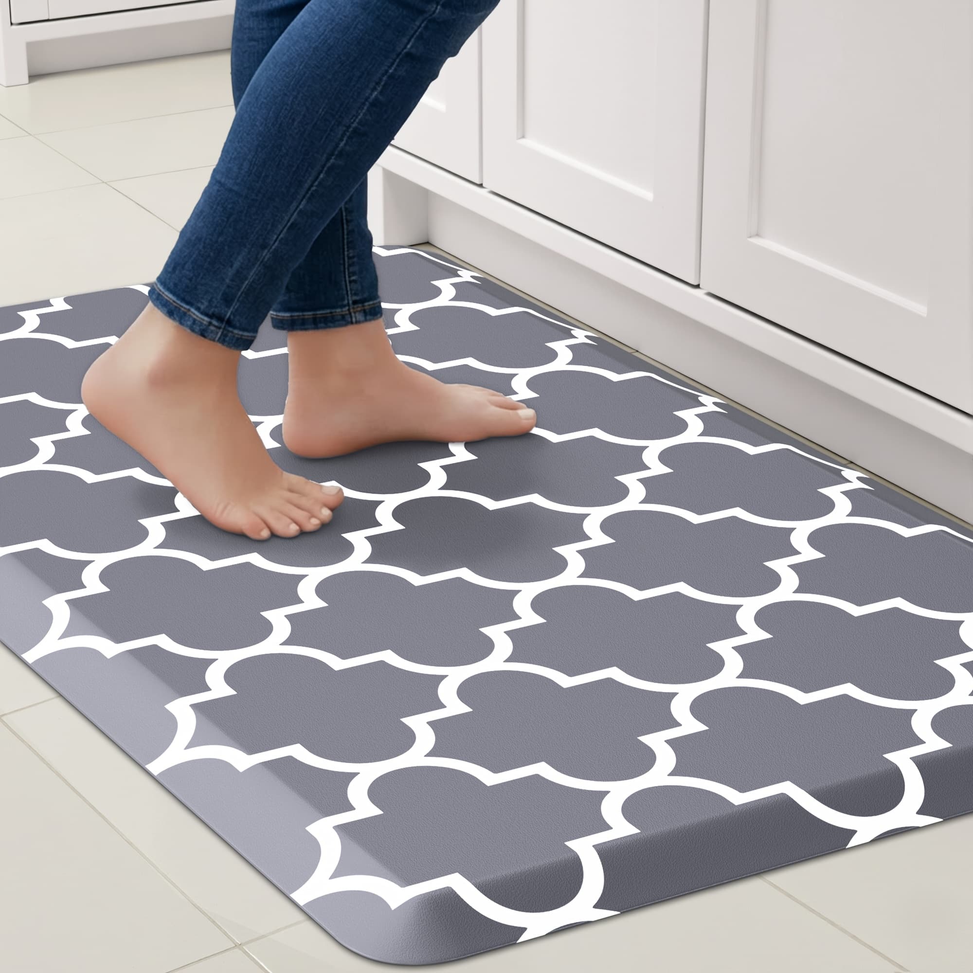 TEMU 1pc Kitchen Mat And Rugs Cushioned, 17.3"x 28", Non Slip High Quality Mat For Kitchen, Floor Home, Office, Sink, Laundry, Grey