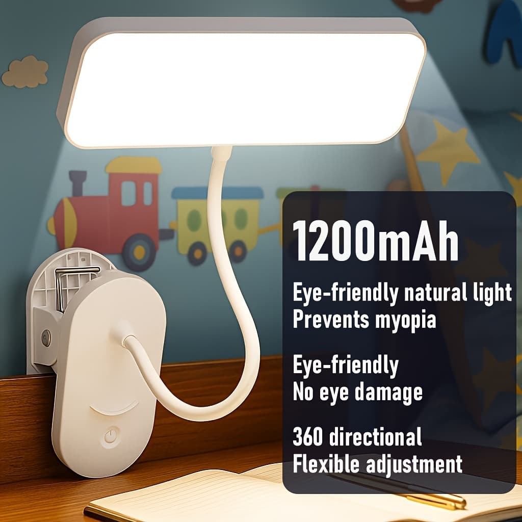 TEMU Desk Lamp Battery Powered, Clip On Usb Charging Reading Light Suitable For Headboard With Large Clip, Cordless Touch Light Bed Frame Double-layer Dormitory Desk Bedside (white)