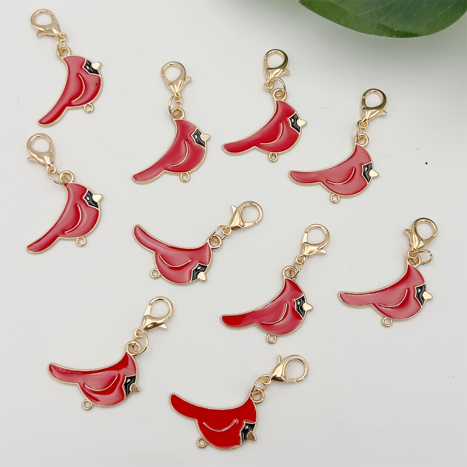 TEMU 10pcs Red Bird Pendant Charms | Alloy Key Rings For Bags, Travel Suitcases, Car Decorations, Festival Gifts For
