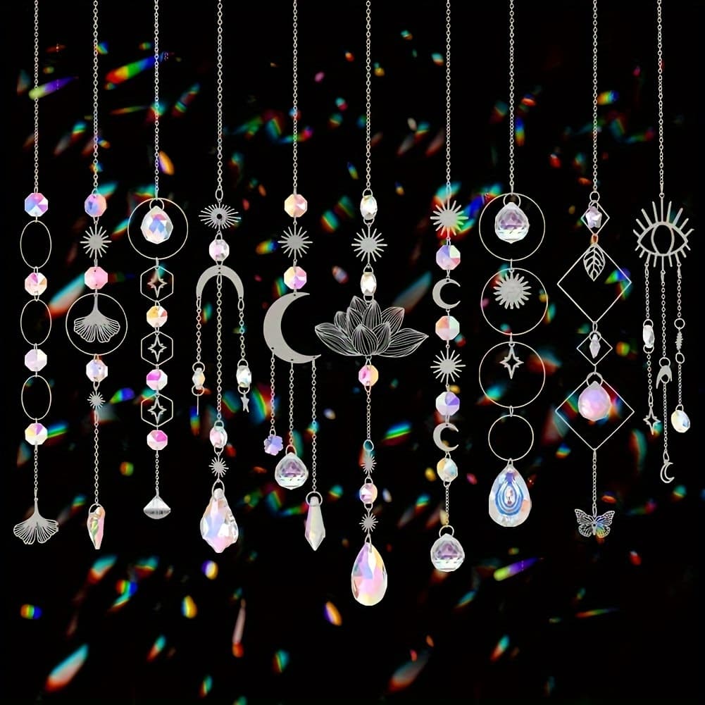 TEMU 10 Colorful Catchers With Chain Pendant, Hanging Crystal Prism , Suitable For Windows, Indoor And Outdoor Cars, Rearview Mirrors, Garden Decoration, Weddings, Parties, Christmas Gifts