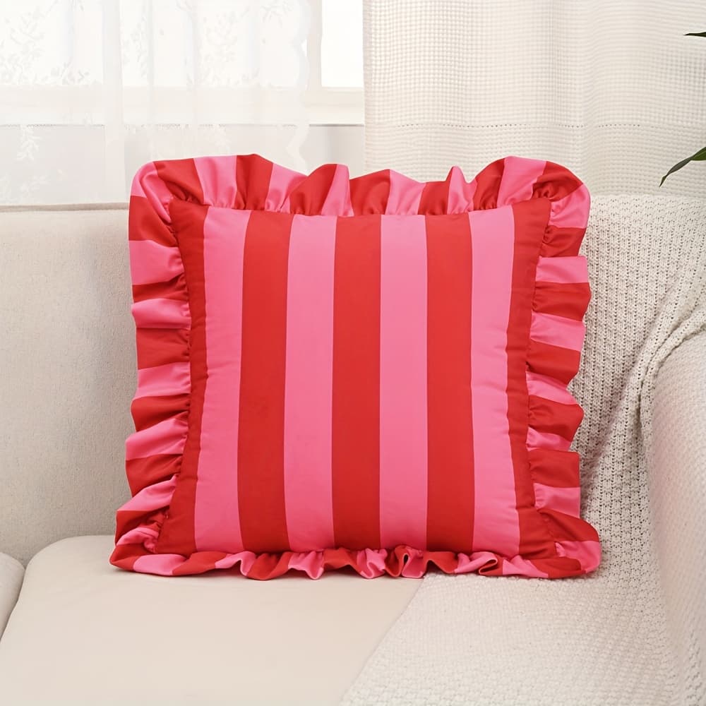 TEMU 1pc Dutch Velvet Striped Pillowcase, Double-layer Decorative Pillow Cover Without Pillow Insert, Vibrant Room Sofa Leisure Area Accent