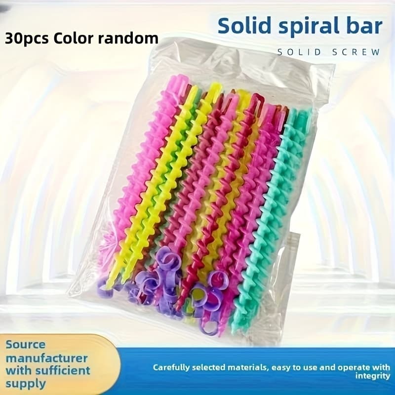 TEMU 30pcs Mixed Colors Random Spiral Hair Curlers - Home And Curls , Yellow, Blue And Green Perm Rods, Salon Hair Curlers | Additions | Hair