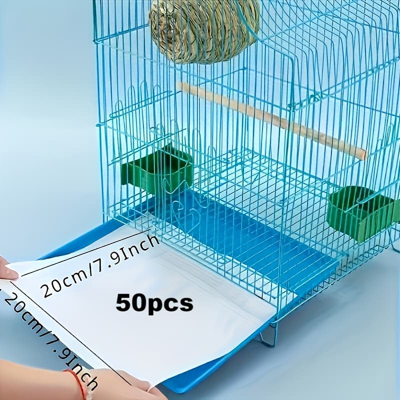 TEMU 50-pack Leak-proof Absorbent Compatible For Parrot & Bird Cages - Disposable Non-woven Feces Absorption Tray With Cage Bottom Pad, For Cockatiels, , Lovebirds, , Budgies, Budgies, Conures